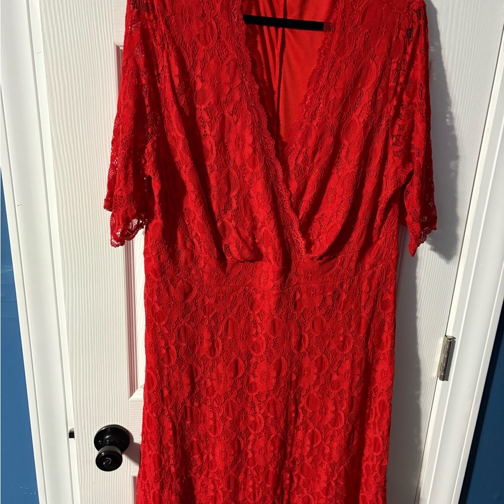 Amazon Red Flutter Sleeve Cocktail Dress